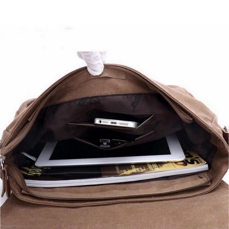 حقيبة كتف شديدة التحمل متعددة الاستخدامات قماش بالجملة مخصص ماركة حقيبة ساعي قطن عتيق للرجال