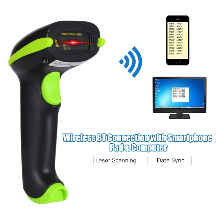 Blue tooth Wireless Barcode Scanner 1D Laser Mobile Phone Android IOS Bar code Reader Mac Laptop Use