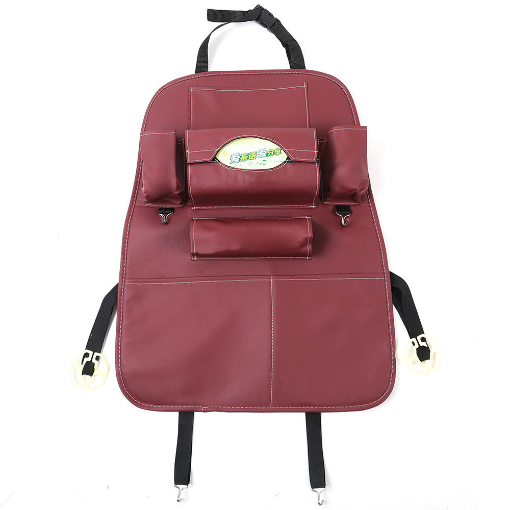Dickno Organiseur De Siège Arrière De Voiture, Multi-poches En Cuir Avec Boîte à Mouchoirs, Boîte De Rangement Durable à Suspendre Pour Siège Avant