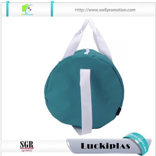 Borsone da viaggio rotondo da donna in tela blu da 12 once con tasca laterale