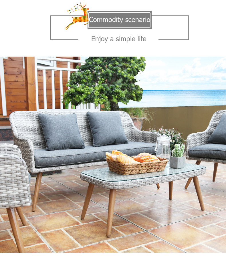 High quality outdoor rattan furniture wicker sofa set table chair bistro lawn conversation set for pool side balcony party relax
