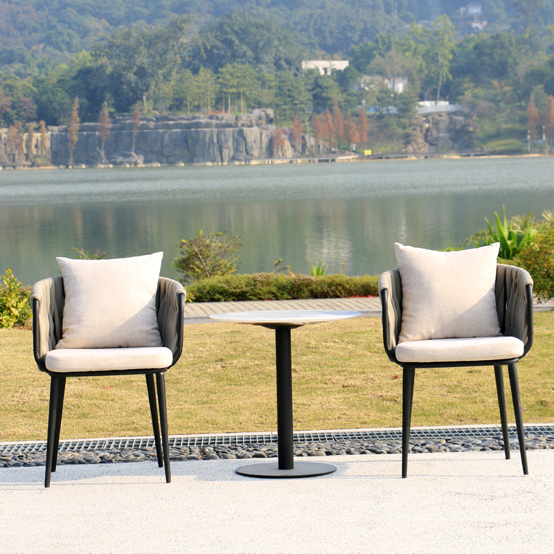 Wrought iron garden table and chair outdoor rattan wicker furniture