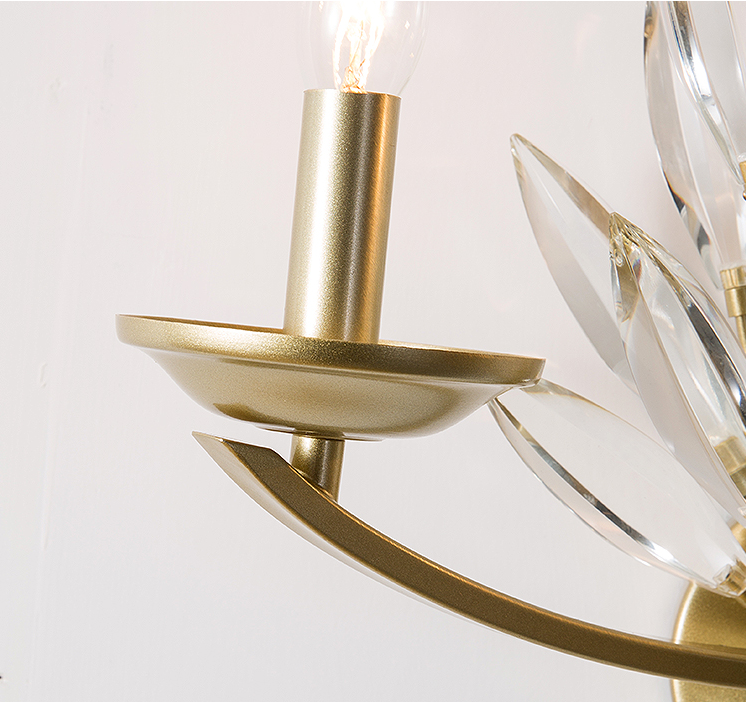 crystal wall lights industrial wall lamp Modern iron golden candle light bulb living room wall lamp bedroom bedside lamp
