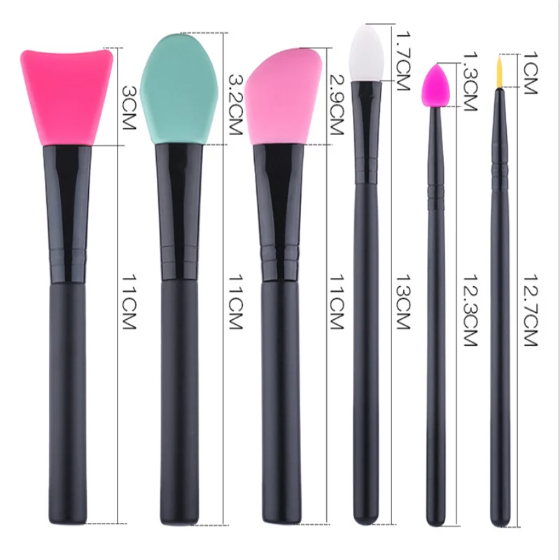 Hot sell 6pcs silicone cosmetic makeup brush set,accept OEM customized silicone mask brush set
