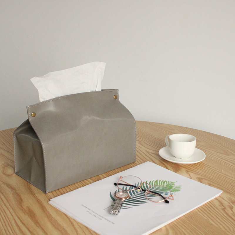 Factory Stock Pu Leather Cover Soft Tissue Box with Custom Logo