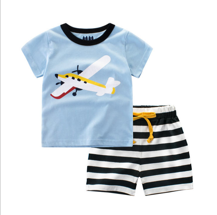 European American children clothing boy short-sleeved children T-shirt pants two sets