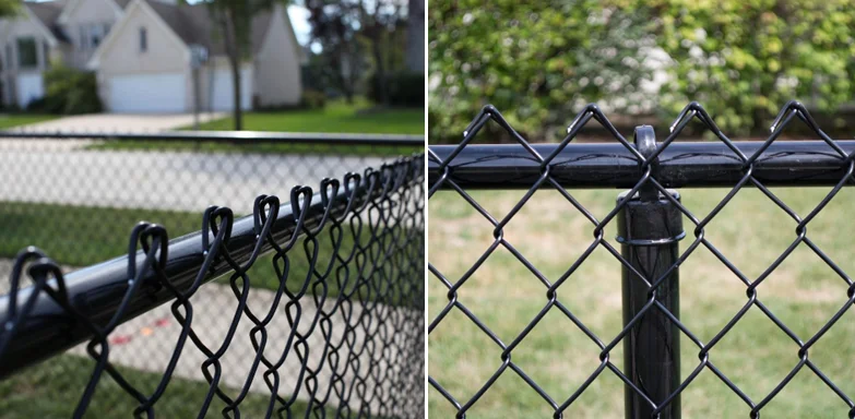 黒いポリ塩化ビニール6フィートXは50フィートの9ゲージ鋼鉄チェーン・リンクの生地/チェーン・リンクの塀ロールに電流を通した