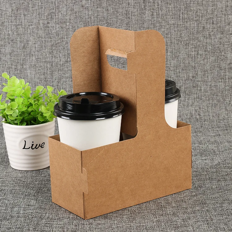 Paper Take Away Coffee Cup Holder Cup Carrier Hot Coffee Paper Cup Holder with Handle