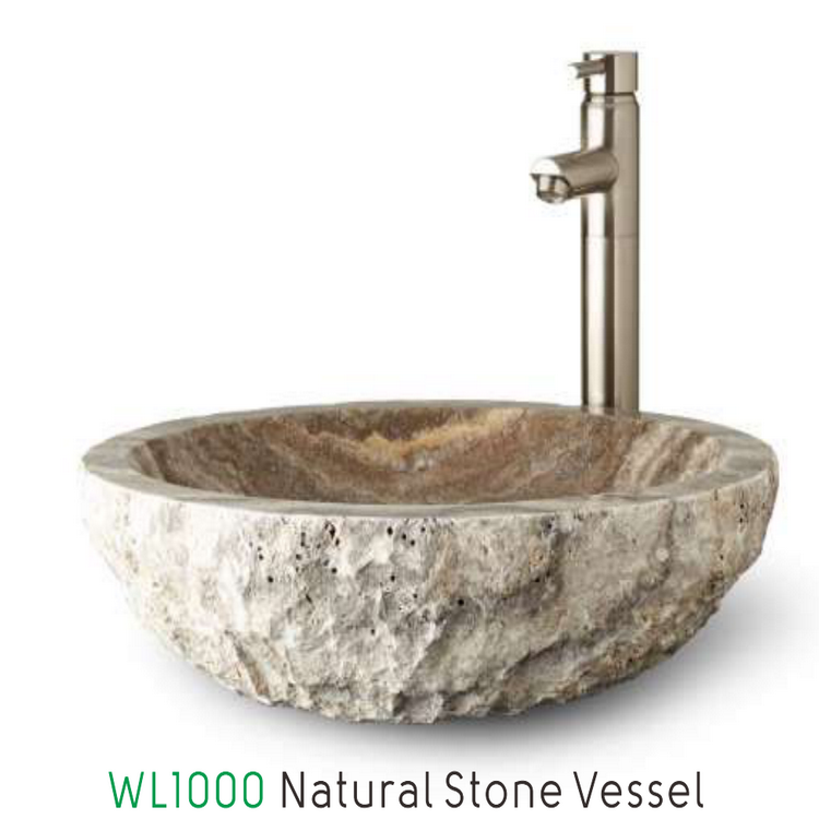 Natural Stone Kitchen Vessel  Oval Chiseled Travertine Vessel Sink