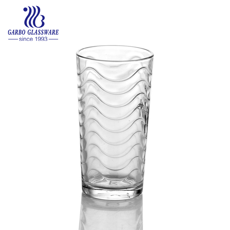 high quality popular classic designs water glass tumbler  8oz hot sale wave curve inside home restaurant glass cup for home used