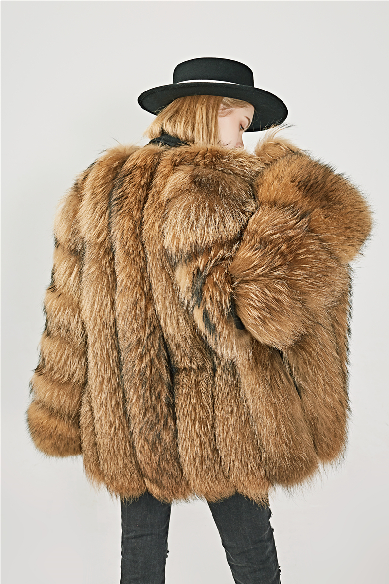 时尚批发女士女士浣熊毛皮夹克/定制时尚天然毛皮外套