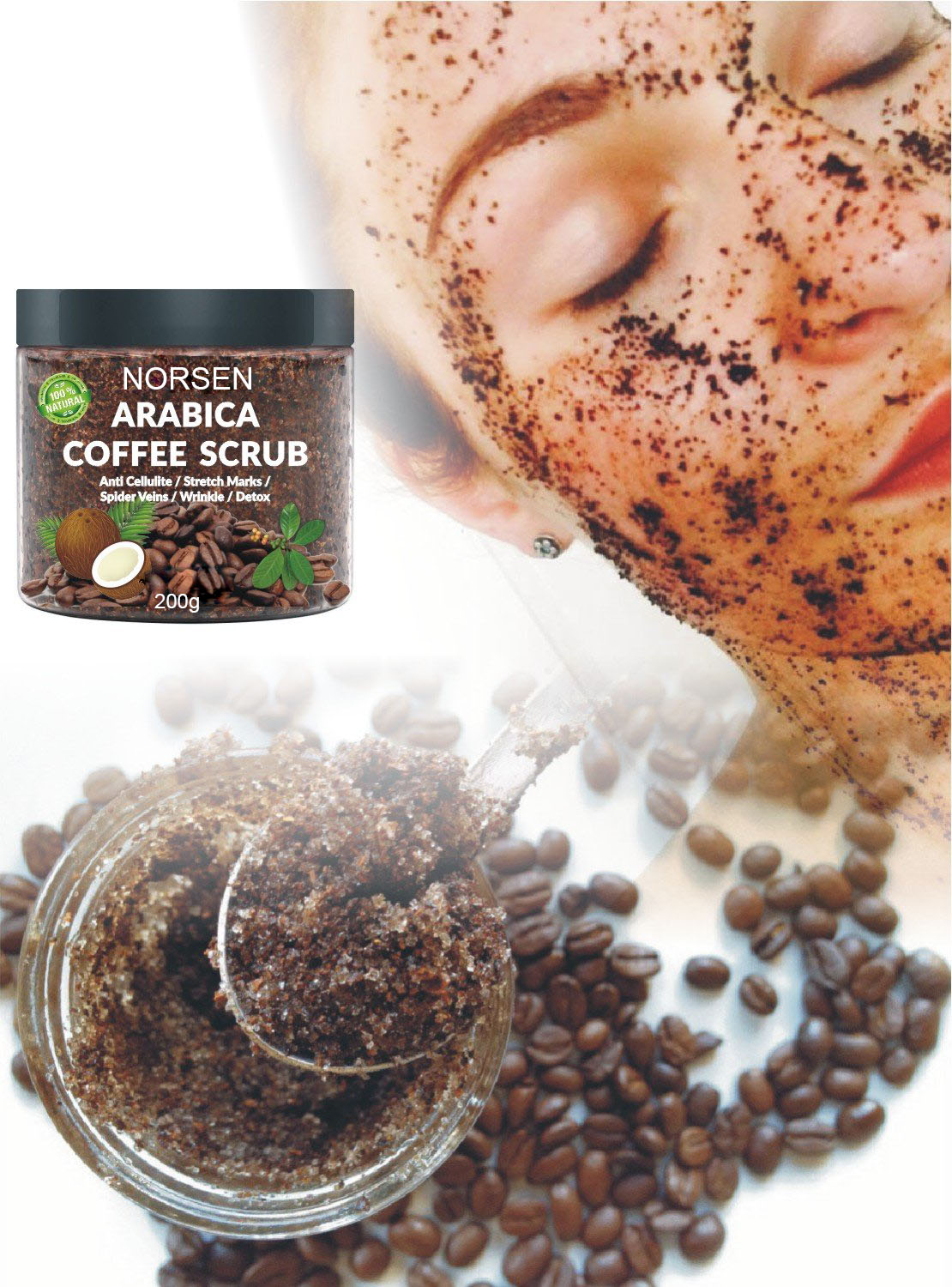 OEM New Design Product Organic Exfoliator Coffee Body Scrub Salt