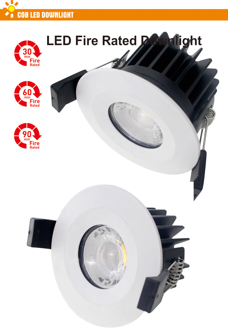 BS476 IP65耐火暗装筒灯10W固定防火led cob筒灯