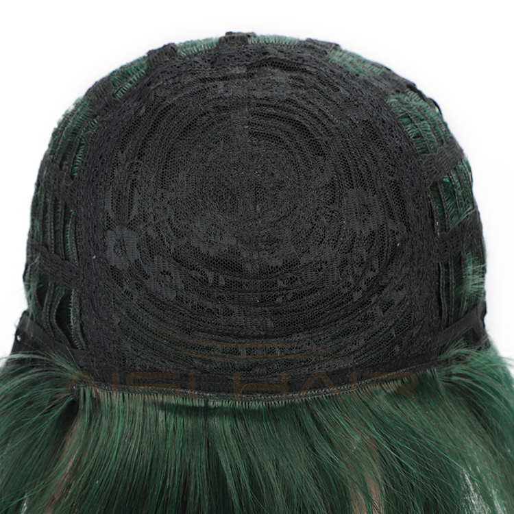 aisi 头发绿色黑色混合颜色短直发假发合成短直发假发为妇女