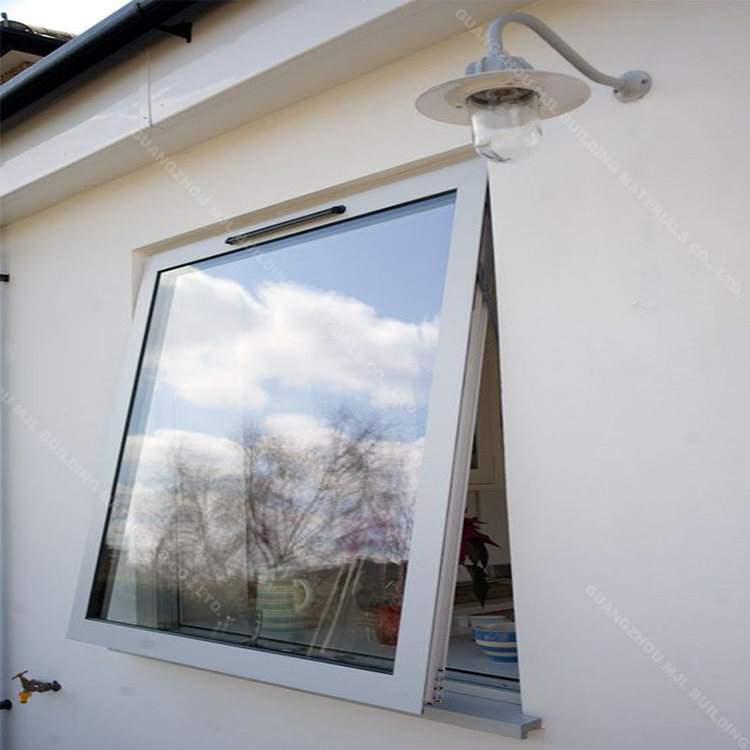 MJL Fast Delivery Cost Price White Frame Powder Coated Aluminium Laminated Glass Awning Window/ Top Hung Window