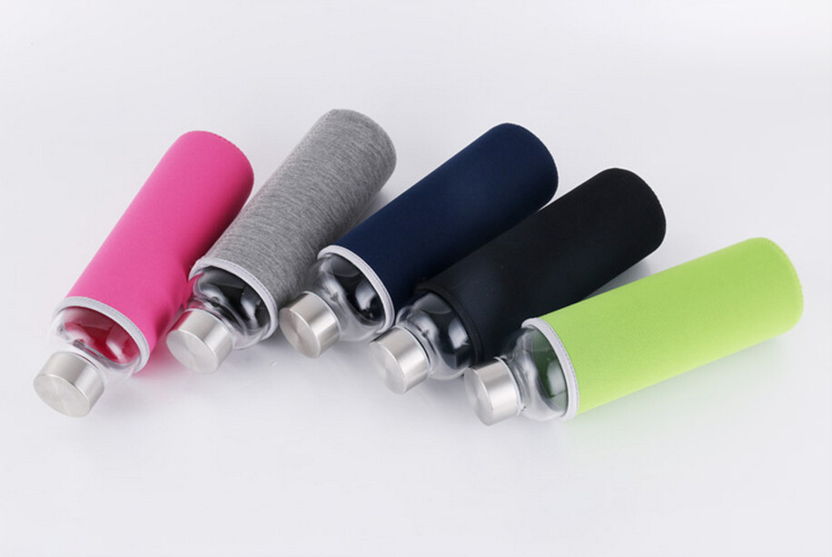 18.5OZ Glass water Bottles with Stainless Steel Lid with Carrying Loop