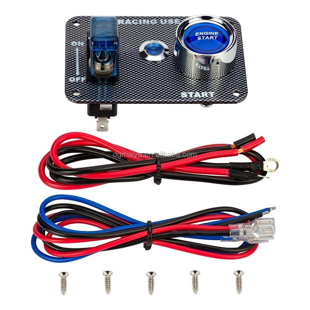 Pannello Interruttori Auto DC12V Con Pulsante Start E Interruttore A Levetta – Kit Accensione Da Corsa Con LED Blu – Per Auto, Furgoni E Progetti Fai Da Te - 2