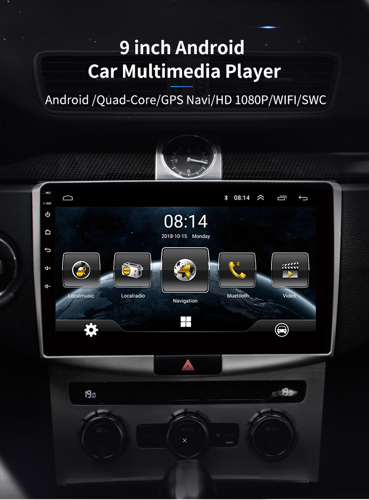 Android Car Radio 8.1Go System 9 inch Car Player GPS navigation With WIFI Bluetooth