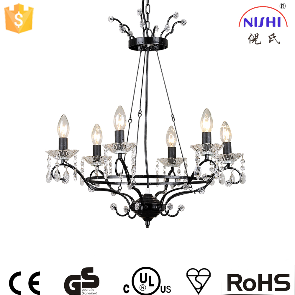 Chandeliers crystal 6 arms candle decorative pendant light