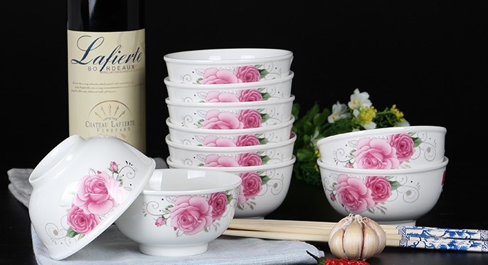 Haonai 4 inch porcelain bowl white round bowl with printing by machine