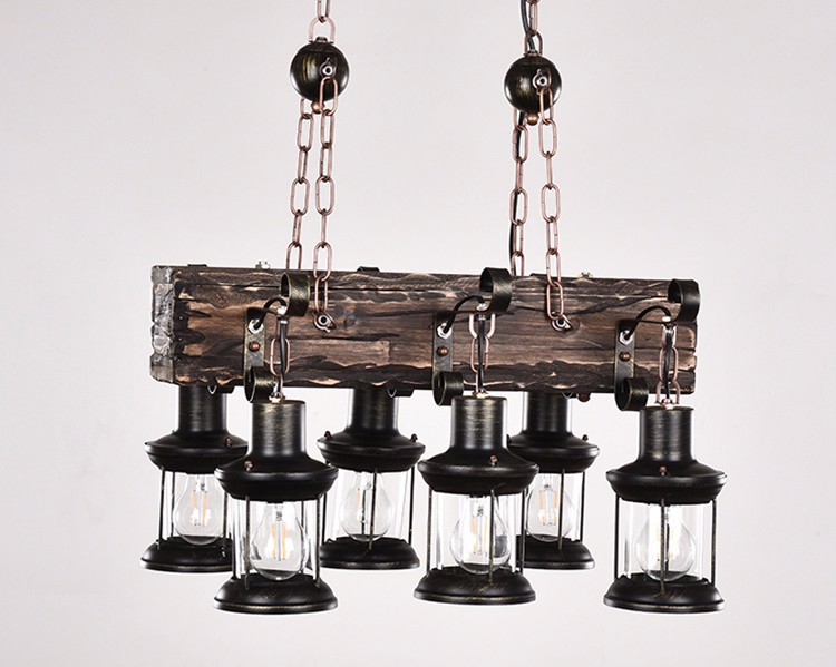 Cafe Restaurant Bar wooden wheel personality boat wood beaded industrial chandelier for restaurants