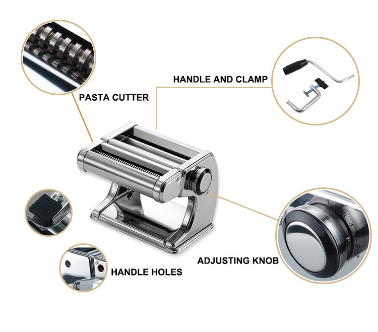 New Stainless Steel Manual Fresh Pasta Maker for Home Use