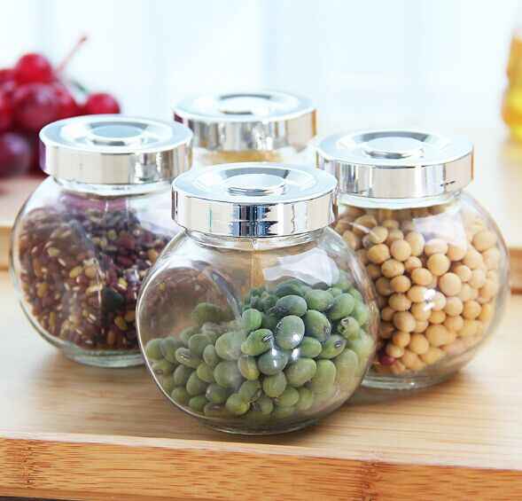 Fancy Food Storage Glass Jar For Nuts Tea Candy Condiments Food Glass Jar