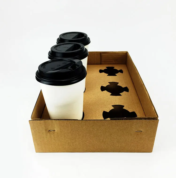 Disposable Corrugated Paper Coffee Cup Paper Tray for Drink