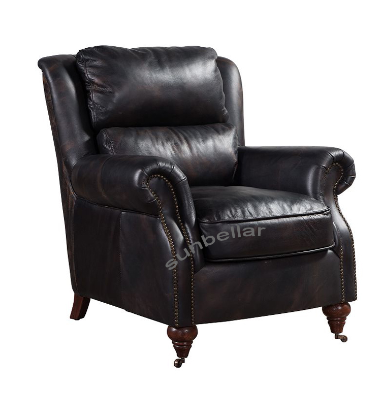 Hot sale luxury sofa chair home leather recliner chair vintage top grain leather armchair living room bedroom reclining chairs