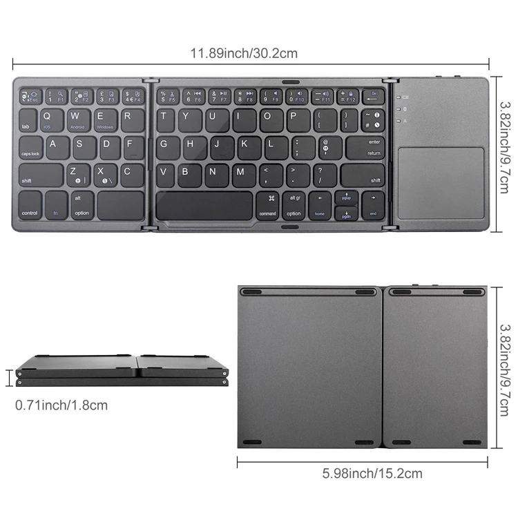 Black Layout Promotion Foldable Wireless Mobile & Stand With Touchpad For Tab Portable Folding Keyboard Bluetooth Azerty