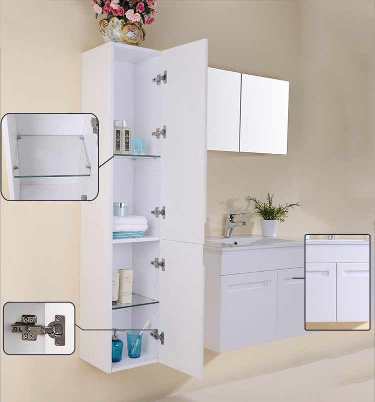Amazon hot sale Plywood Material and Mirror Cabinets type bathroom cabinet with Side Cabinet