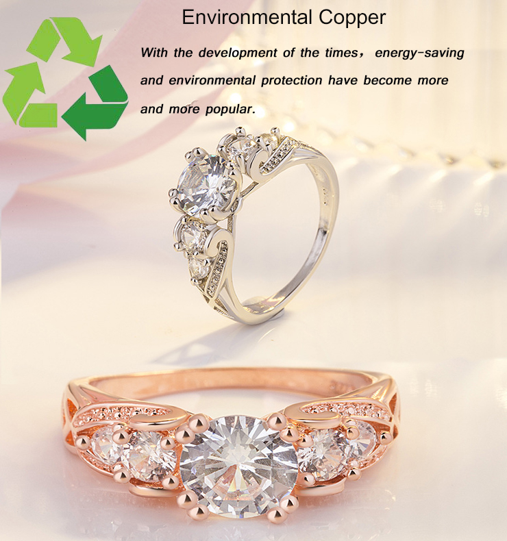 Engajamento jóia de ouro rosa mulher dedo diamante novo design anel de casamento por atacado