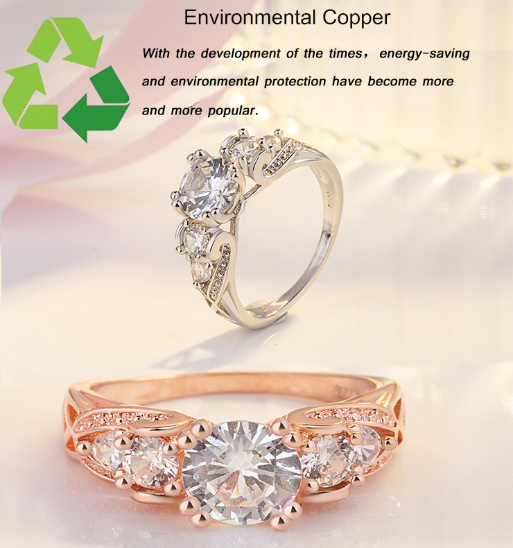 Engagement Rose Gold Fashion Jewelry Woman Diamond Finger New Design Wedding Ring Wholesale