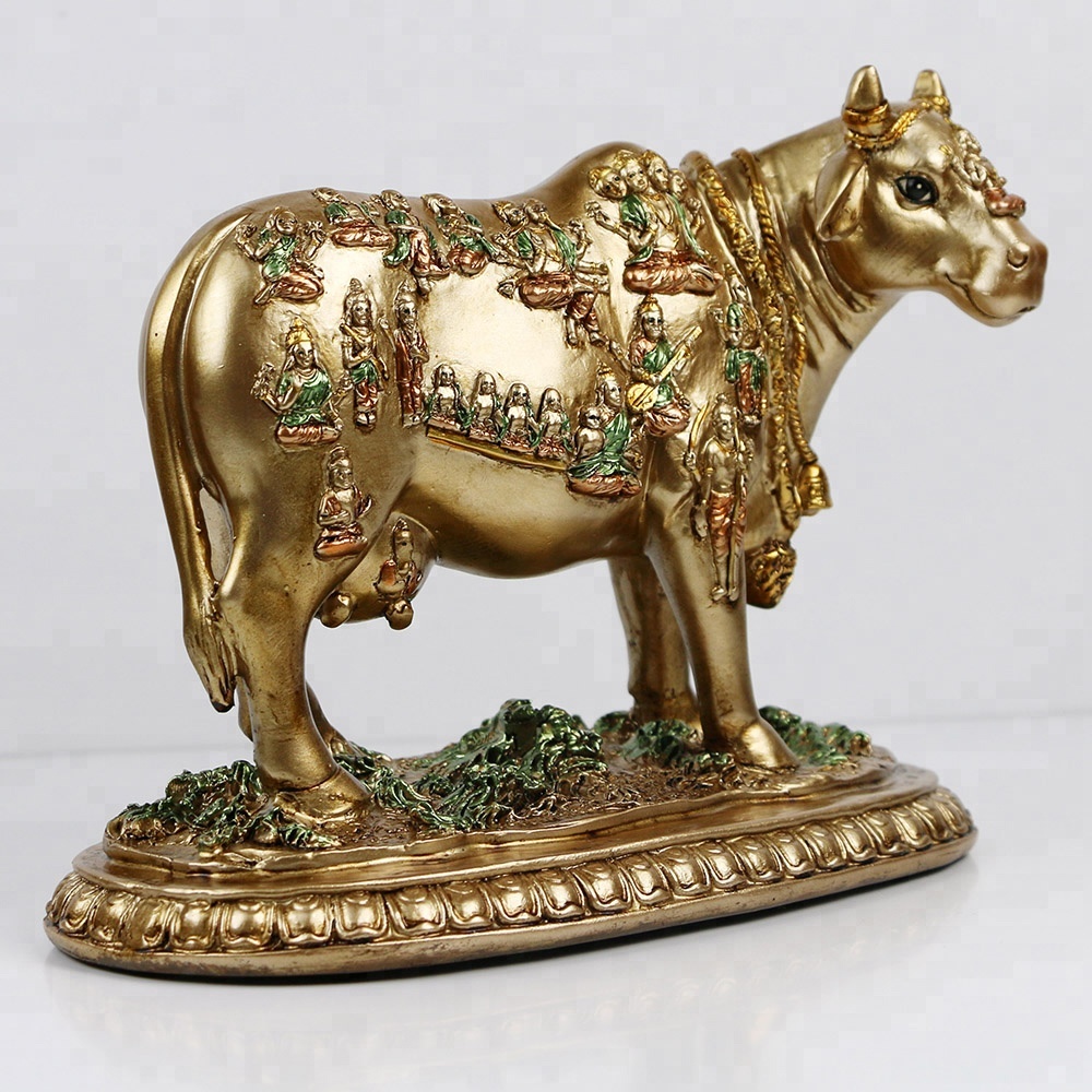 金属製牛と子供の彫刻 金属製・牛に乗る子ども・置物・No.170129-39・梱包サイズ80