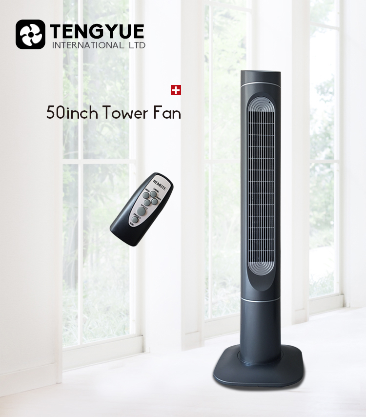 CE GS RoHs 50 Inch Fan Tower Oscillation function Fan Tower Black Color Fan Tower with Timer&Remote Control