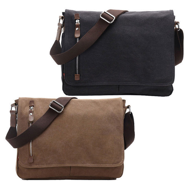 حقيبة كتف شديدة التحمل متعددة الاستخدامات قماش بالجملة مخصص ماركة حقيبة ساعي قطن عتيق للرجال