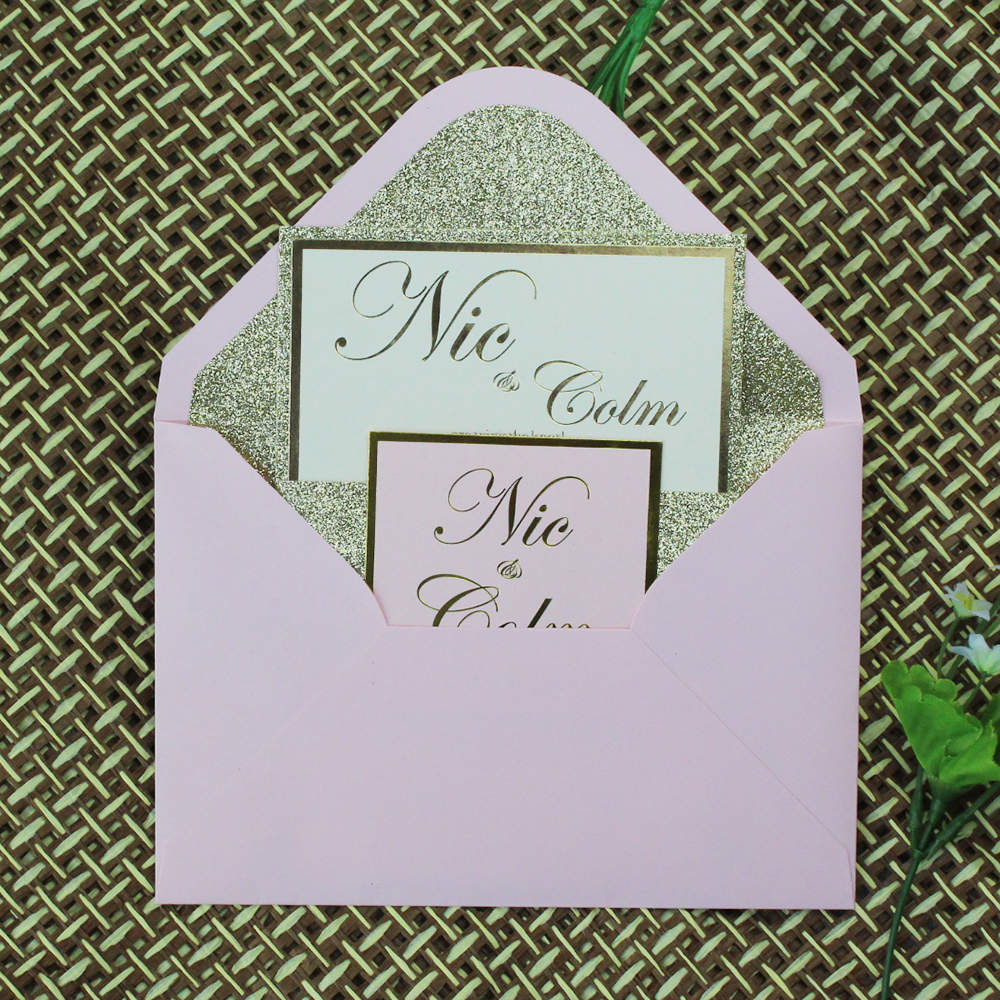 豪华闪光纸婚礼邀请卡定制