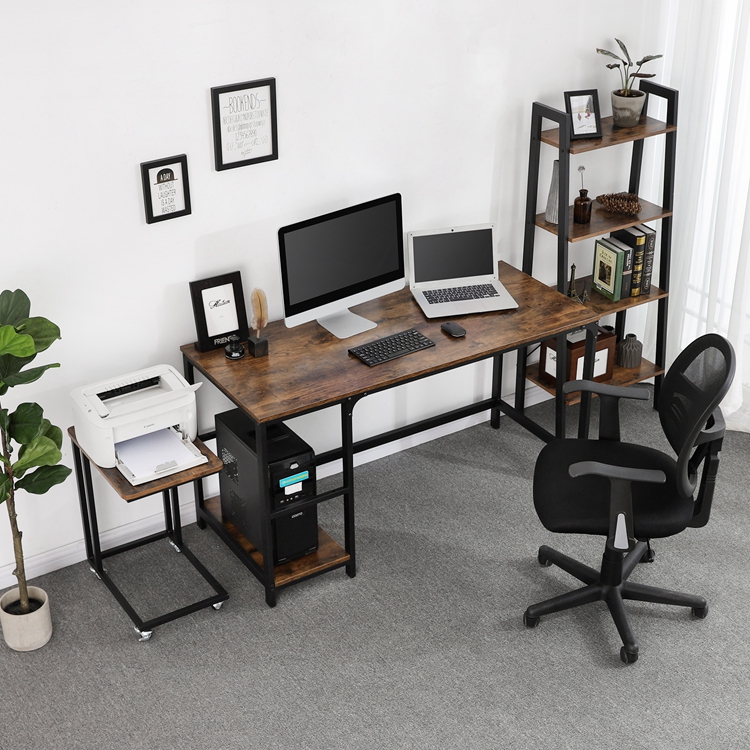 VASAGLE LWD47X Computer Desk Table With 2 Shelves On Right Or Left Side