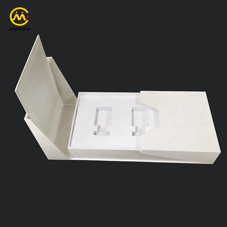 Luxury new design custom logo double door white cardboard paper perfume packaging gift box