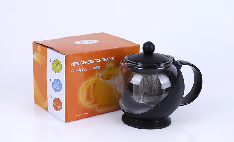 750ml 1250ml 1600ml Elegant Crystal Glass Teapot with Stainless Steel Tea Infuser