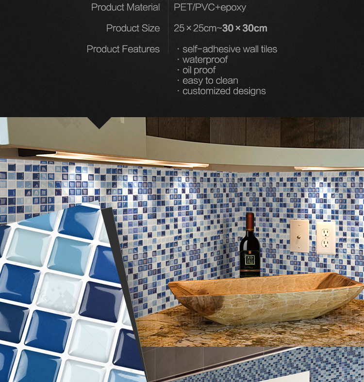 Peel and Stick Tiles Kitchen Backsplash Tiles 3D Wall Stickers 6 Tiles/Pack Kitchen Wall Stickers