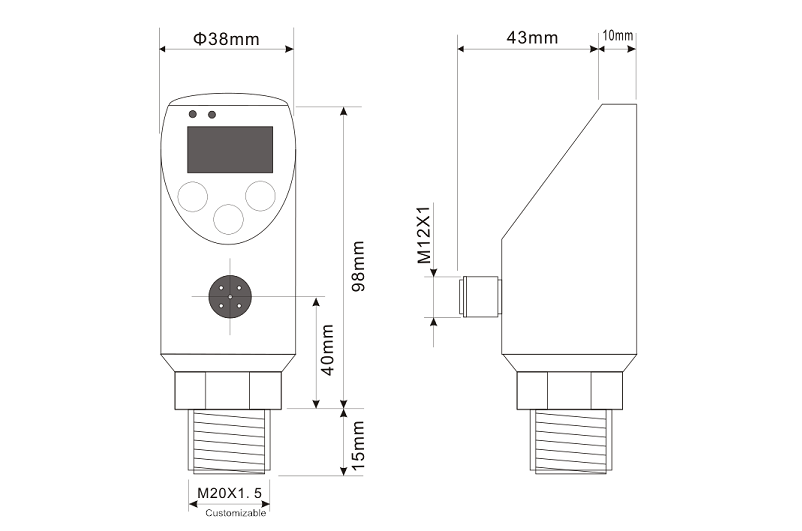 IP65 Electronic Digital Pressure Switch WNK 4 - 20mA