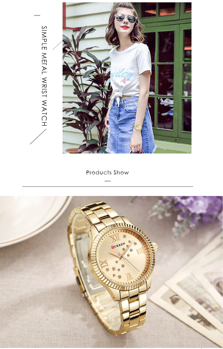 CURREN – montre-bracelet à Quartz pour femmes et filles, Design cristal, 9009