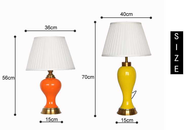 Jingdezhen design table lamp for bedside  classic  ceramic table light with yellow orange for decor in living room E27 holder