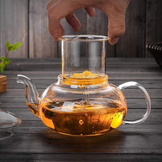 Custom design logo heat resistant glass teapot Borosilicate glass teapot