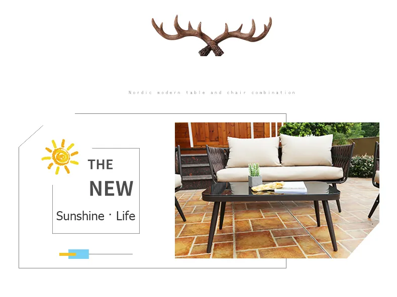 living room bedroom sofa balcony outdoor seat rattan chair coffee table sofa combination sunscreen waterproof rattan furniture