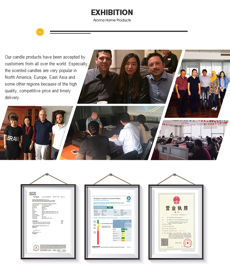 Aroma Home Red Candy Glass Candle سفارشی معطر با درب چوبی 10