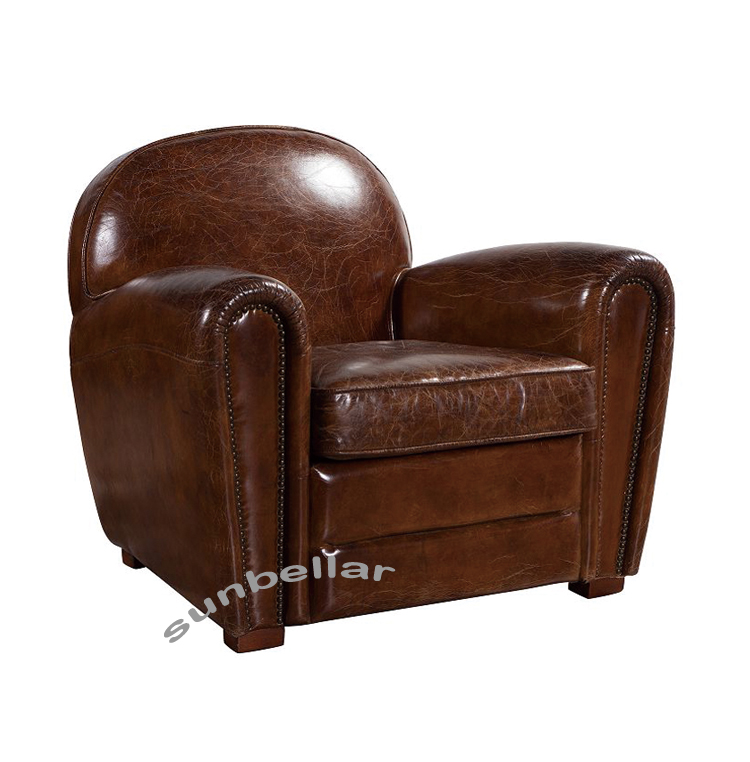 antique America vintage leather armchair genuine leather lounge chair mid century tan distressed leather club armchairs
