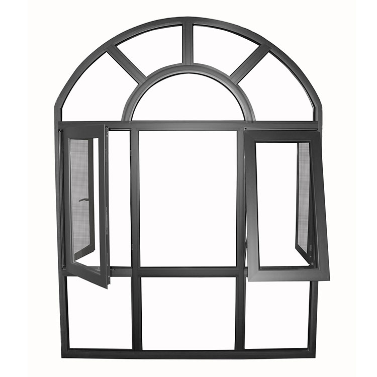 MJL half moon windows customized waterproof 6063-T5 aluminum casement window doors frame