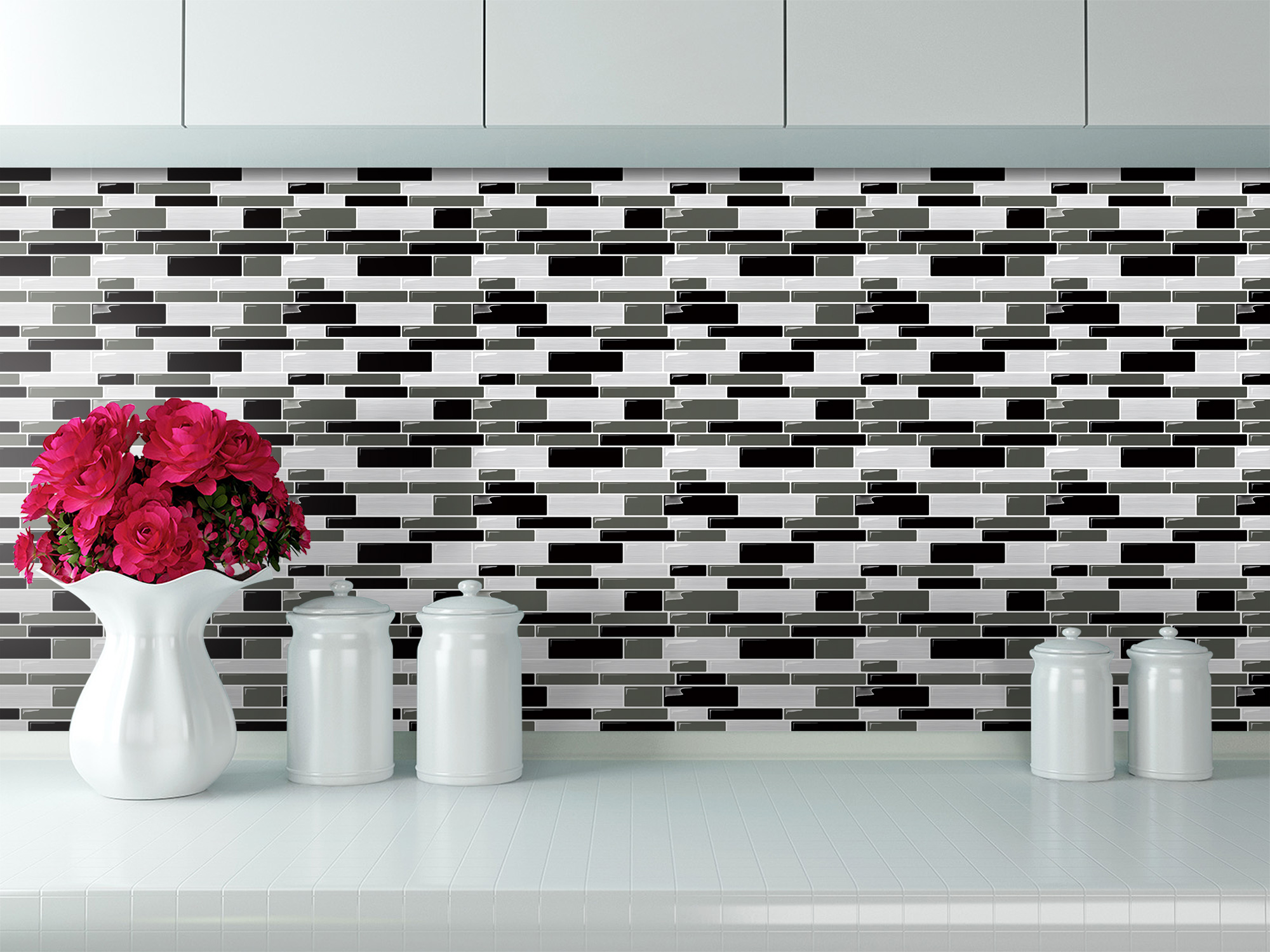 Vinyl 3D small check backsplash for house decoration